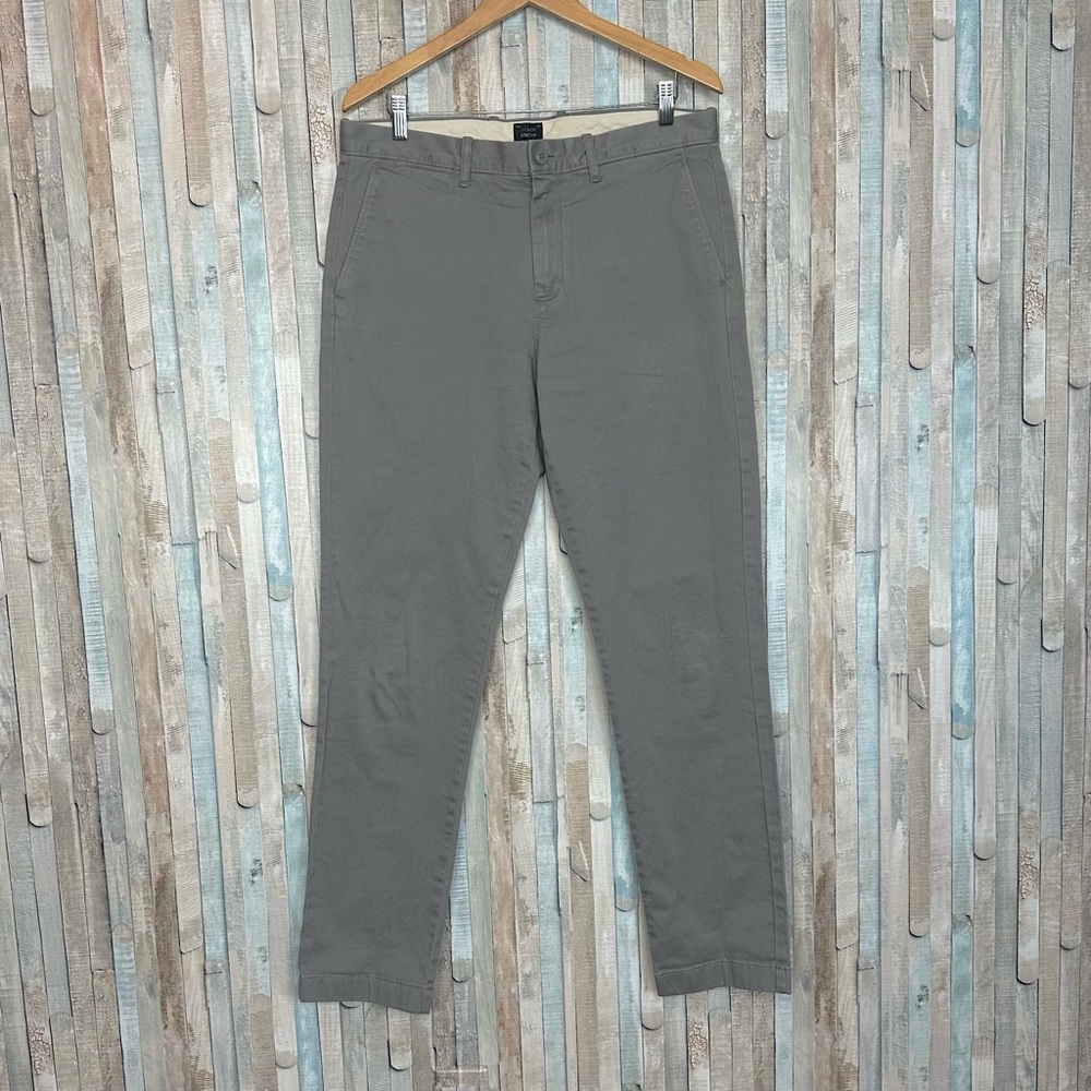 J Crew 33 Gray Stretch Chino Twill 770 Khaki‎ Pant Trouser Straight Fit Leg